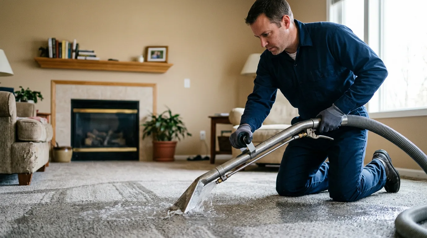 Water damage restoration technician working near Palms, MI
